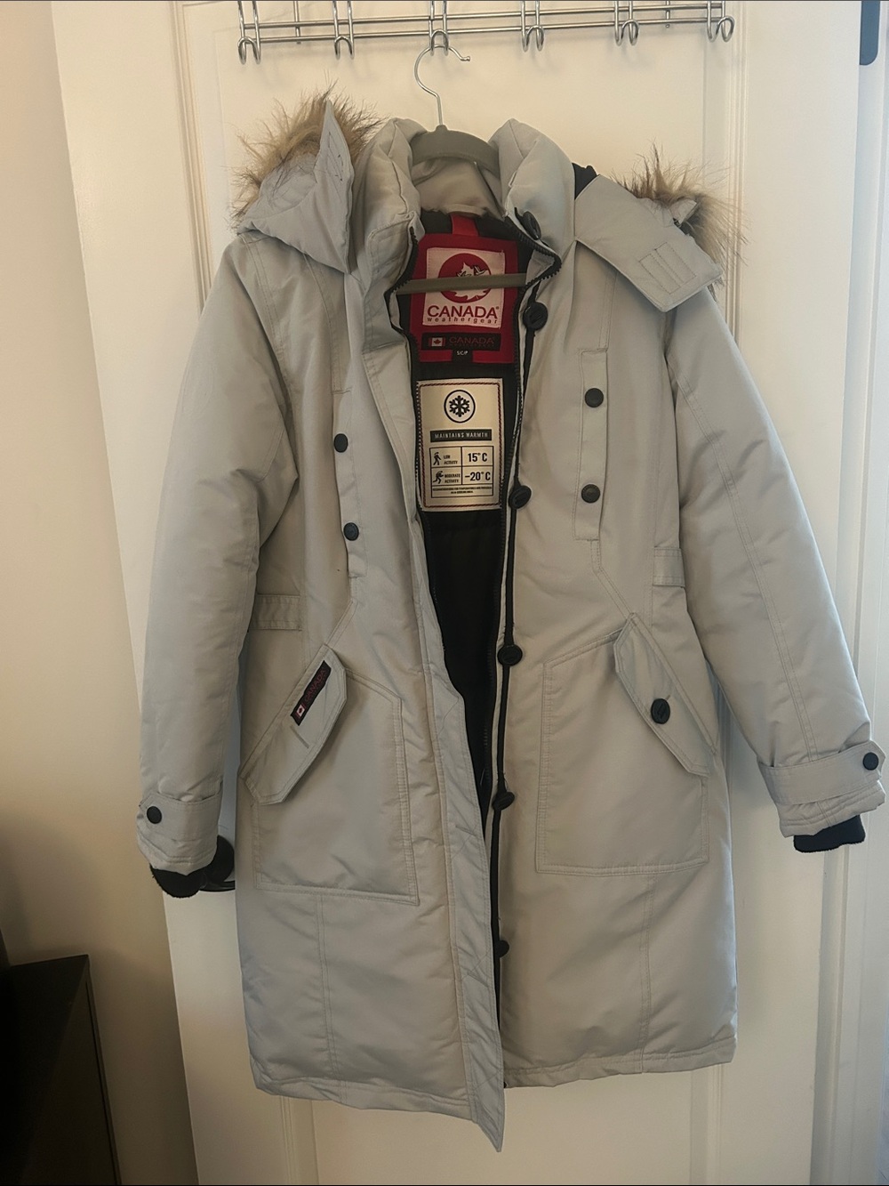 Canada Weather Gear Women's Light Gray Parka with Faux Fur Hood